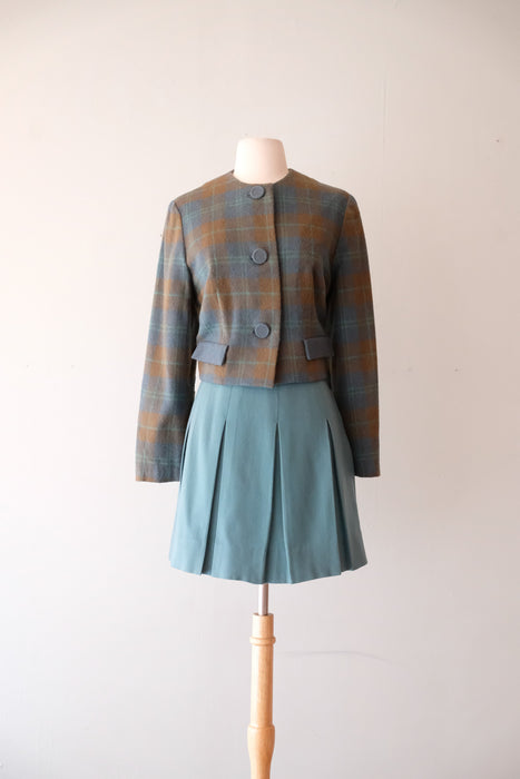Sweet 1960's Plaid Wool Jacket  / Sz M