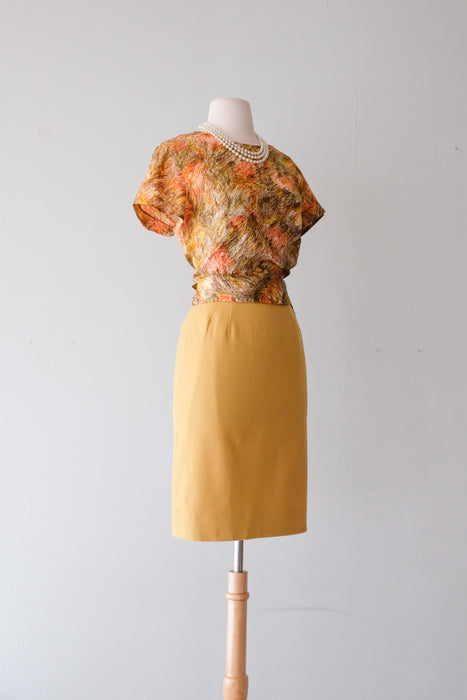 Lovely 1960's Wool Mustard Yellow Pencil Skirt / Sz S
