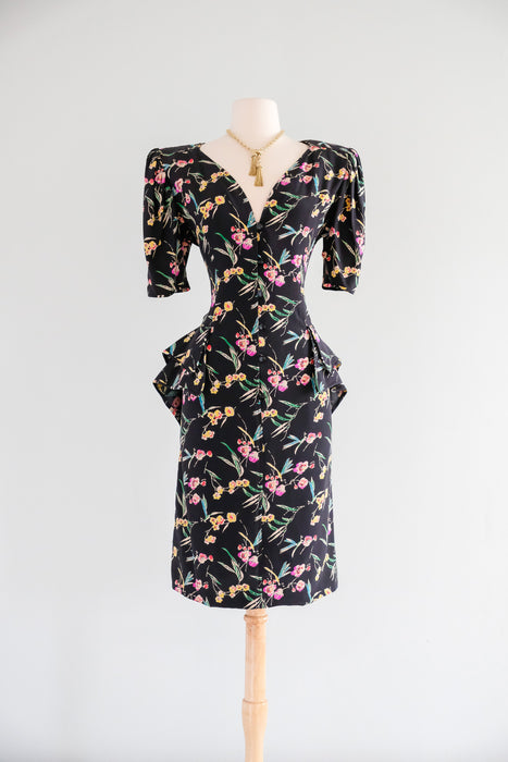 Vintage 1980's Midnight Spring Floral Cocktail Dress by Ungaro / M – Xtabay Vintage