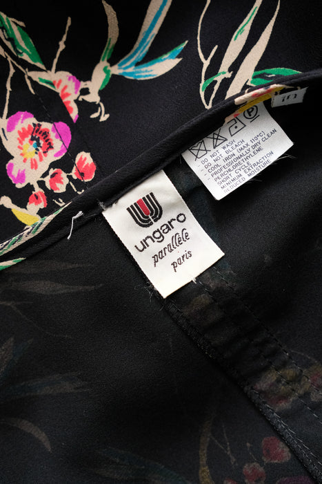 Vintage 1980's Midnight Spring Floral Cocktail Dress by Ungaro / M