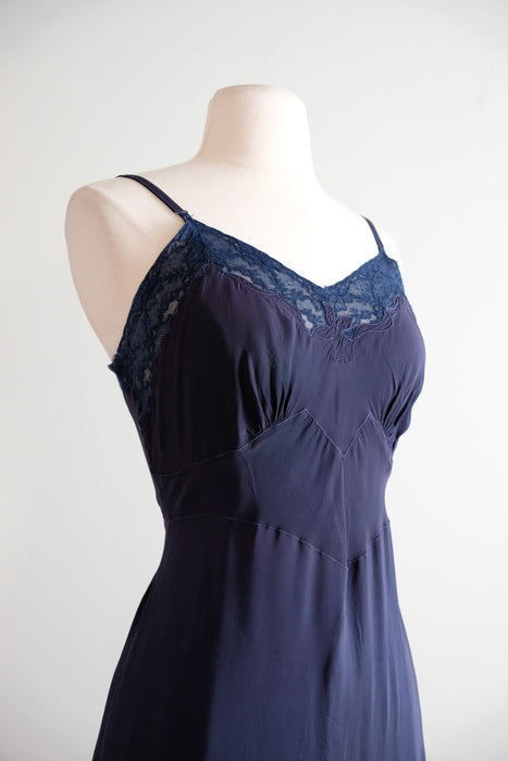 Sweet 1940's Midnight Blue Slip Dress/ Sz M