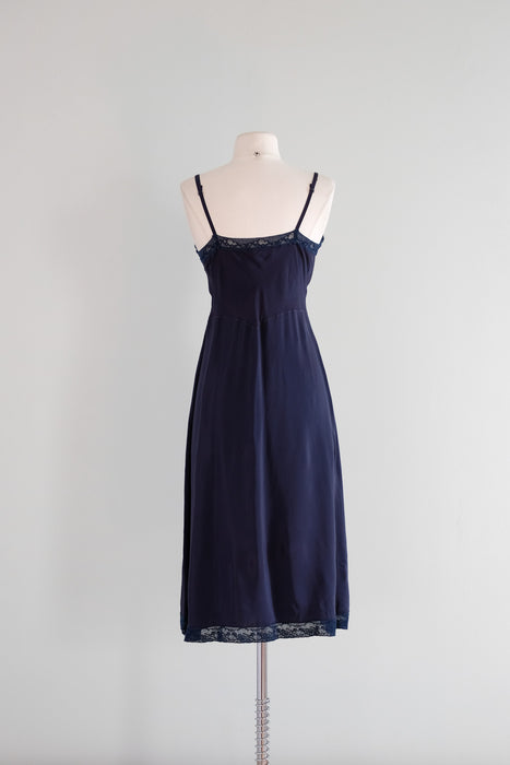 Sweet 1940's Midnight Blue Slip Dress/ Sz M