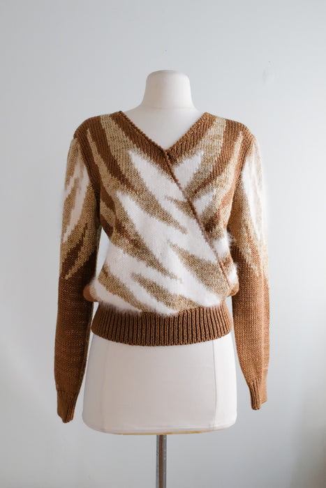 Coolest 1980's Metallic Knit Sweater/ Sz M