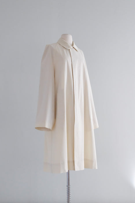 Elegant 1960's Stone Long Line Raincoat / Sz M/L