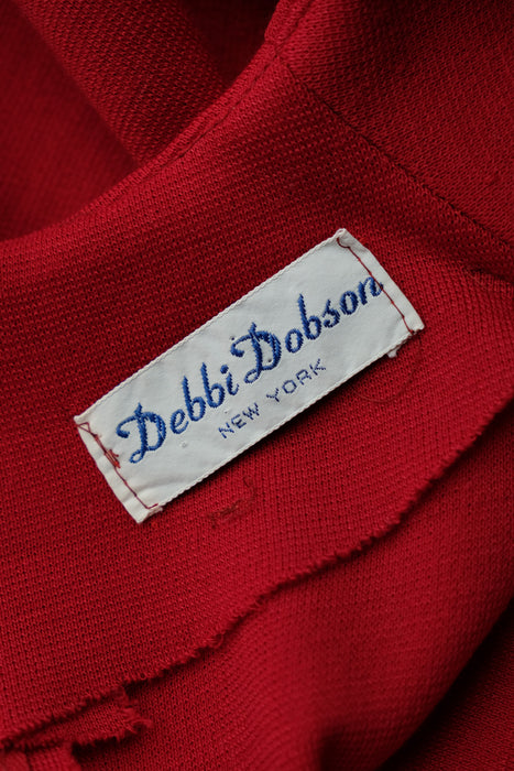 Vintage Late 1960's Crimson Red Knit Dress by Debbi Dobson / SM