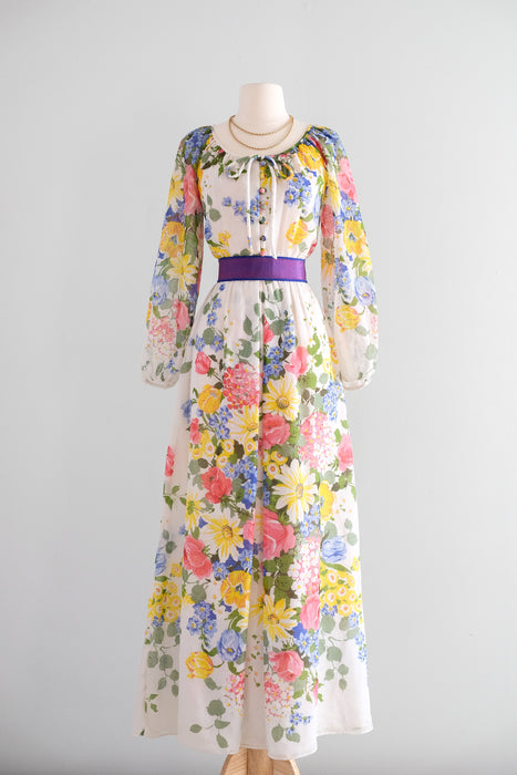 Vintage 1970's Garden Party Prairie Gown by Avalon / M