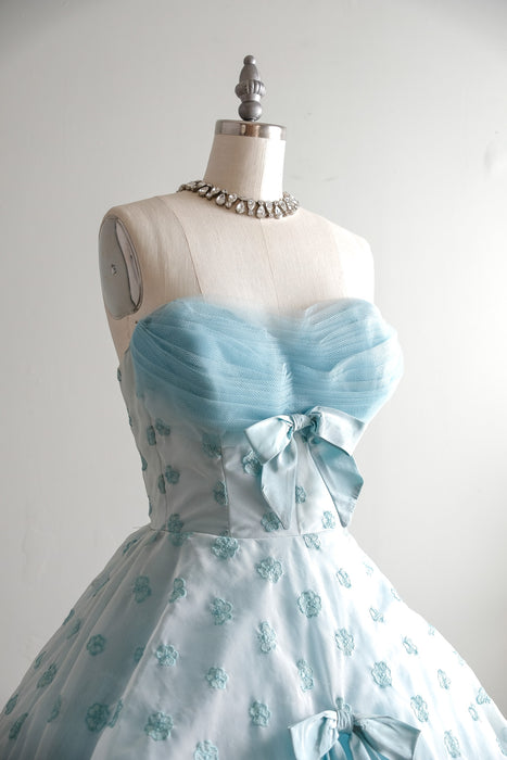 Vintage 1950's Cinderella Baby Blue Tulle Strapless Prom Dress / XS Xtabay Vintage Vintage 1950's Cinderella Baby Blue Tulle Strapless Prom Dress / XS Xtabay Vintage