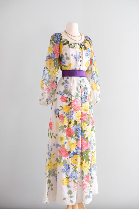 Vintage 1970's Garden Party Prairie Gown by Avalon / M
