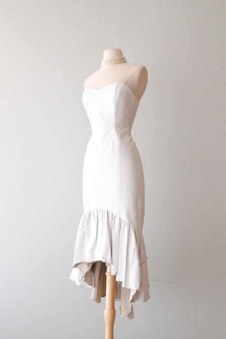 White Hot 1980's Strapless Leather Dress / Sz S