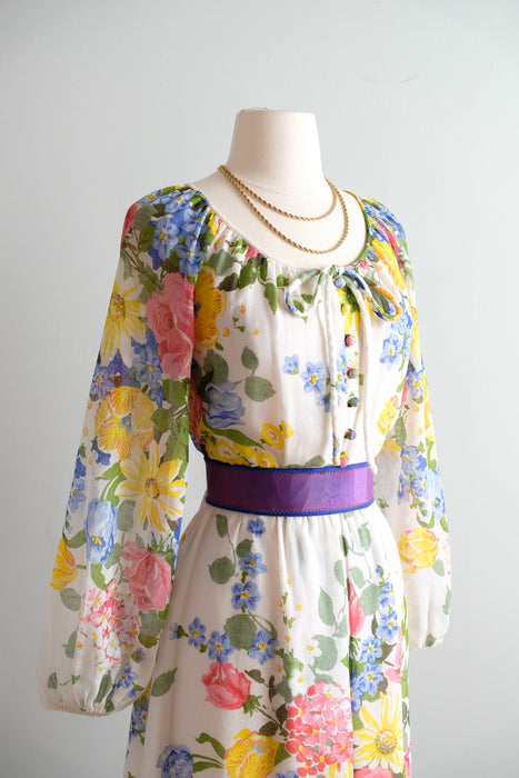 Vintage 1970's Garden Party Prairie Gown by Avalon / M