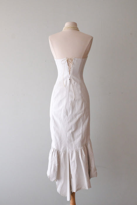 White Hot 1980's Strapless Leather Dress / Sz S