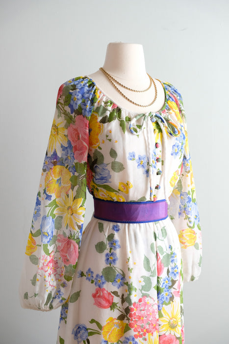 Vintage 1970's Garden Party Prairie Gown by Avalon / M