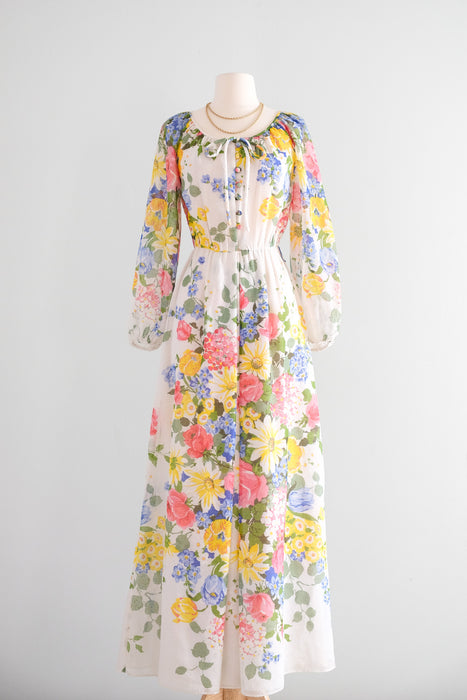 Vintage 1970's Garden Party Prairie Gown by Avalon / M