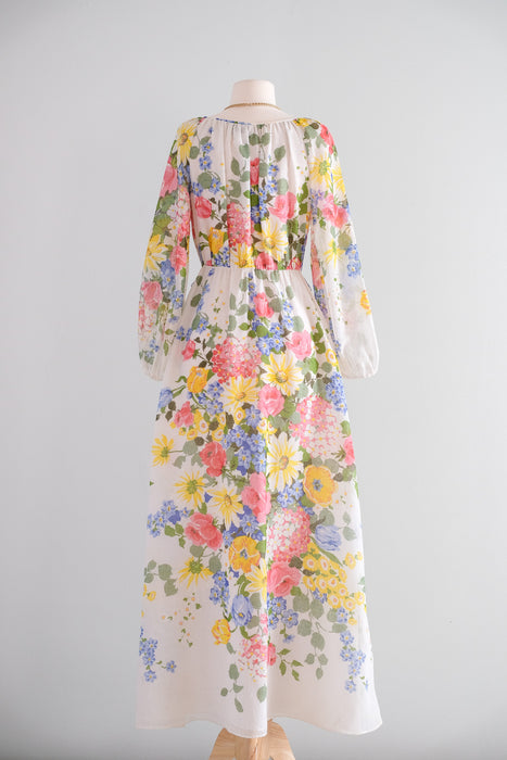 Vintage 1970's Garden Party Prairie Gown by Avalon / M