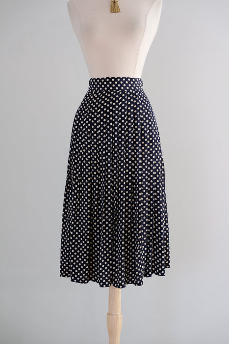 Vintage 1940's Navy & White Polka Dot Ensemble / M