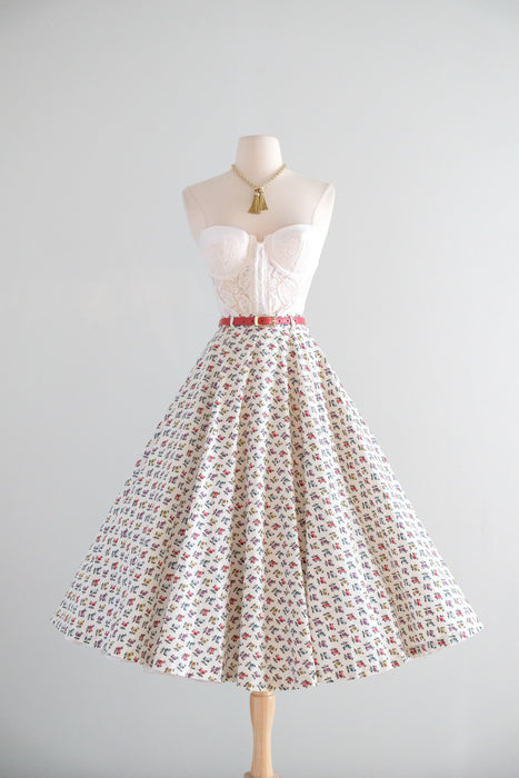 Vintage 1950's Rose Cotton Circle Skirt / XS