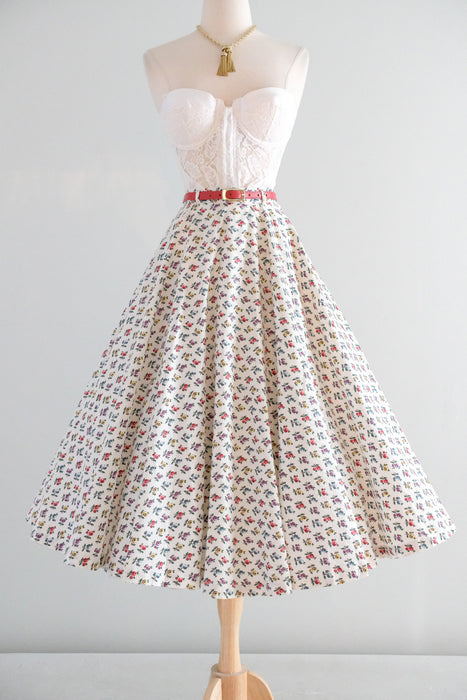 Vintage 1950's Rose Cotton Circle Skirt / XS