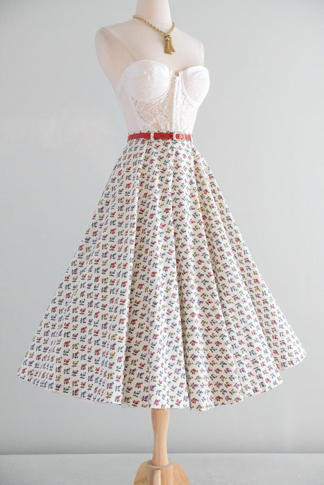 Vintage 1950's Rose Cotton Circle Skirt / XS