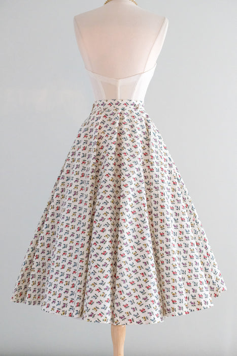 Vintage 1950's Rose Cotton Circle Skirt / XS