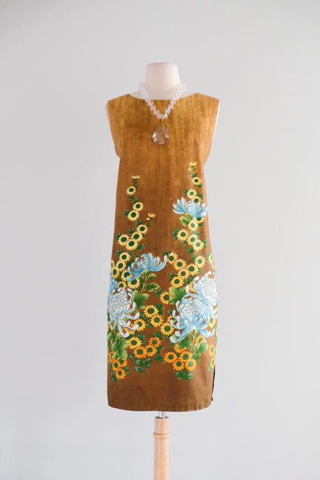 Vintage 1960's Sunflower Hawaiian Shift Dress by Ui-Maikai / M