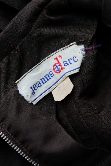 Vintage 1950's Ultra Pleated Cotton Dress in Chocolate by Jeanne D'Arc / S