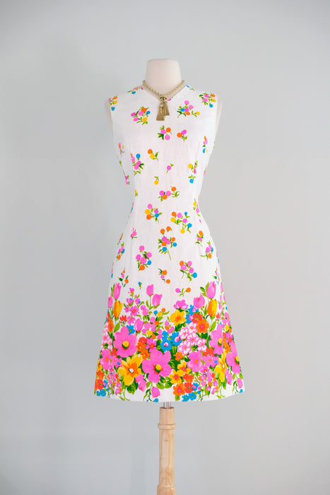 Vintage 1960's In Bloom Floral Cotton Shift by Channel 1 / SM