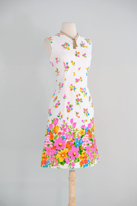 Vintage 1960's In Bloom Floral Cotton Shift by Channel 1 / SM