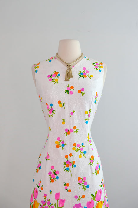 Vintage 1960's In Bloom Floral Cotton Shift by Channel 1 / SM