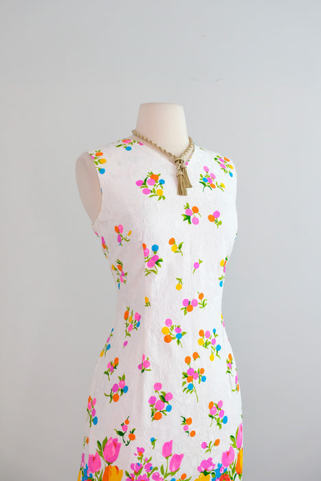 Vintage 1960's In Bloom Floral Cotton Shift by Channel 1 / SM