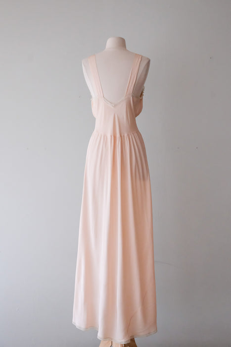 Sensuous 1940's Nude Pink Rayon & Lace Slip Dress/ Sz M