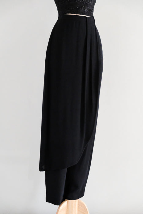 Vintage 1990's Black Sarong Wrap Trousers by Giorgio Armani / S