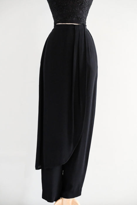 Vintage 1990's Black Sarong Wrap Trousers by Giorgio Armani / S