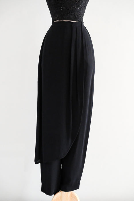 Vintage 1990's Black Sarong Wrap Trousers by Giorgio Armani / S
