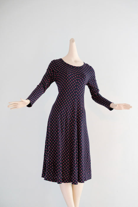 Vintage 1970's Diane Von Furstenberg Navy Floral Tent Dress / ML