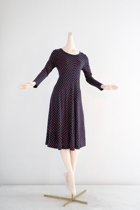 Vintage 1970's Diane Von Furstenberg Navy Floral Tent Dress / ML