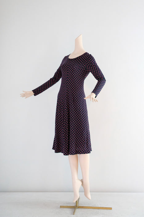 Vintage 1970's Diane Von Furstenberg Navy Floral Tent Dress / ML