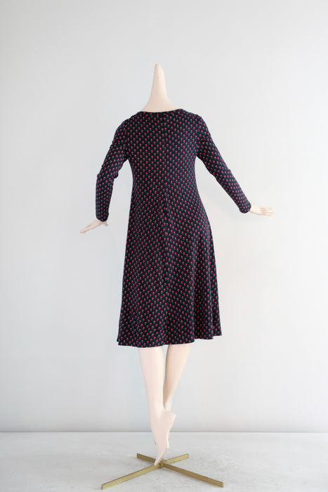 Vintage 1970's Diane Von Furstenberg Navy Floral Tent Dress / ML