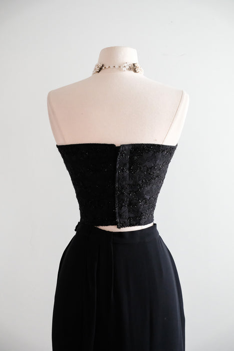 Vintage 1990's Strapless Black Lace Bustier Top by Studio J / S