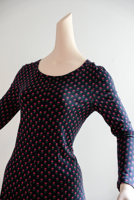 Vintage 1970's Diane Von Furstenberg Navy Floral Tent Dress / ML