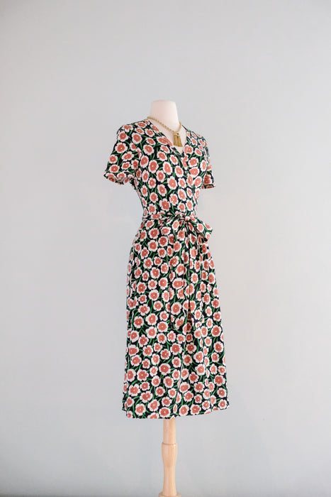 Vintage 1970's Diane Von Furstenberg Pumpkin Floral Wrap Dress / ML Xtabay Vintage Vintage 1970's Diane Von Furstenberg Pumpkin Floral Wrap Dress / ML Xtabay Vintage