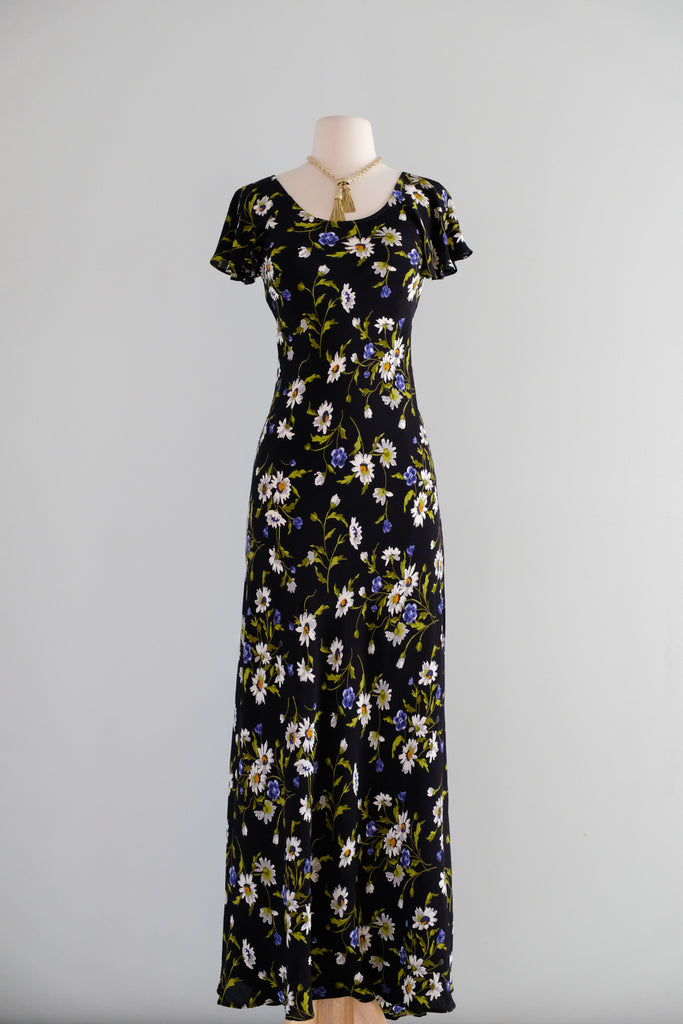 Vintage 1990's Dark Floral Bias Cut Dress by Betsey Johnson / S – Xtabay  Vintage
