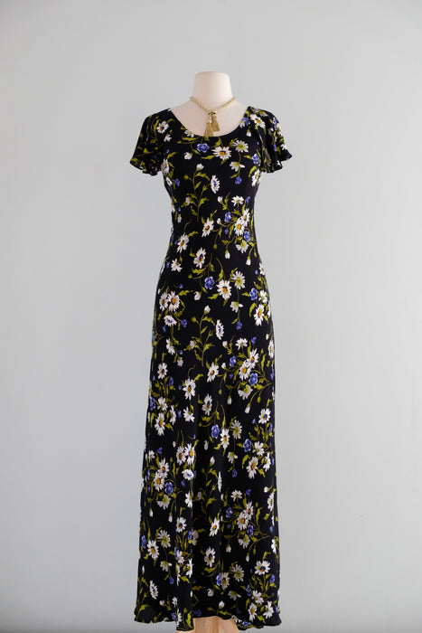 Vintage 1990's Dark Floral Bias Cut Dress by Betsey Johnson / S Xtabay Vintage Vintage 1990's Dark Floral Bias Cut Dress by Betsey Johnson / S Xtabay Vintage