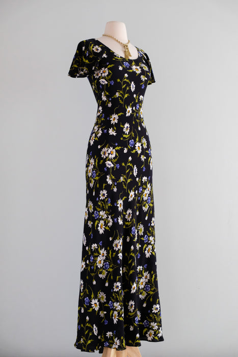 Vintage 1990's Dark Floral Bias Cut Dress by Betsey Johnson / S Xtabay Vintage Vintage 1990's Dark Floral Bias Cut Dress by Betsey Johnson / S Xtabay Vintage