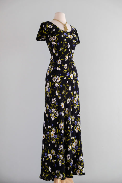 Vintage 1990's Dark Floral Bias Cut Dress by Betsey Johnson / S Xtabay Vintage Vintage 1990's Dark Floral Bias Cut Dress by Betsey Johnson / S Xtabay Vintage