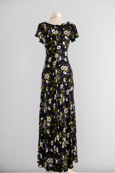 Vintage 1990's Dark Floral Bias Cut Dress by Betsey Johnson / S Xtabay Vintage Vintage 1990's Dark Floral Bias Cut Dress by Betsey Johnson / S Xtabay Vintage