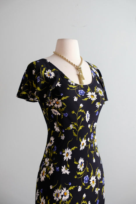 Vintage 1990's Dark Floral Bias Cut Dress by Betsey Johnson / S – Xtabay Vintage