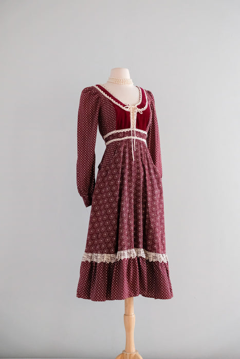 red prairie dress (5 sizes) Straight Hem with side splits Vintage 60s Prairecore Red Gingham