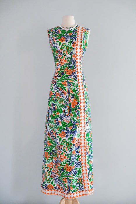 Vintage 1970's Impressionist Floral Maxi Dress by Shifts International of Miami / SM