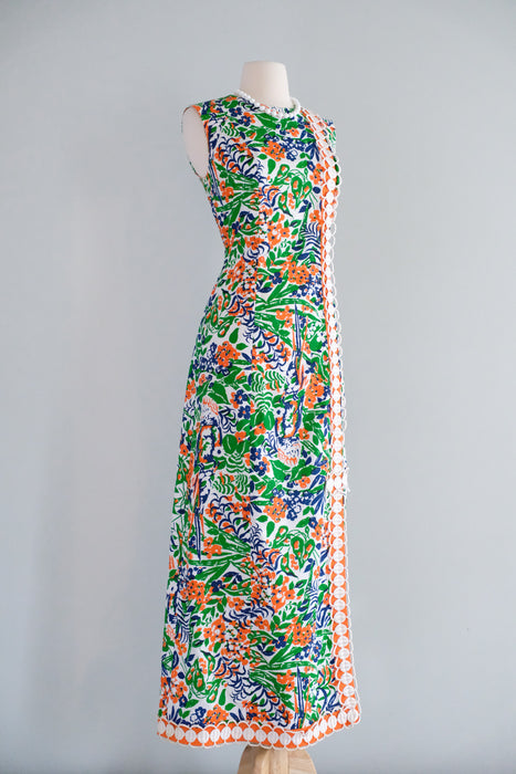 Vintage 1970's Impressionist Floral Maxi Dress by Shifts International of Miami / SM