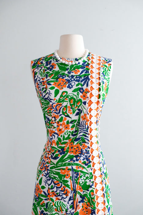Vintage 1970's Impressionist Floral Maxi Dress by Shifts International of Miami / SM